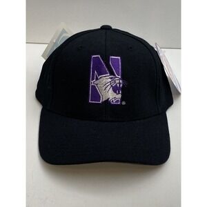Northwestern Wildcats Hat Fitted S-M 7 1/4 Black Purple Football Headmaster Cap